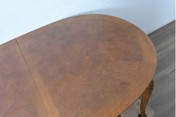 中古　アメリカ高級輸入家具　パーケットリー天板が上品なエクステンションダイニングテーブル　(R-089515)