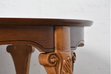 中古　アメリカ高級輸入家具　パーケットリー天板が上品なエクステンションダイニングテーブル　(R-089515)