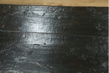 アジアンヴィンテージ　李朝家具　アンティーク調　朱色に花文様が可愛らしいキャビネット　(R-089519)
