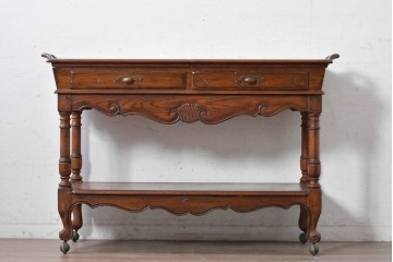 中古　希少モデル　DREXEL HERITAGE(ドレクセルヘリテイジ)　拡張天板と引き出しを備えたクラシカルなサービングカート　(R-089520)