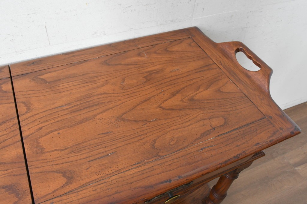 中古　希少モデル　DREXEL HERITAGE(ドレクセルヘリテイジ)　拡張天板と引き出しを備えたクラシカルなサービングカート　(R-089520)