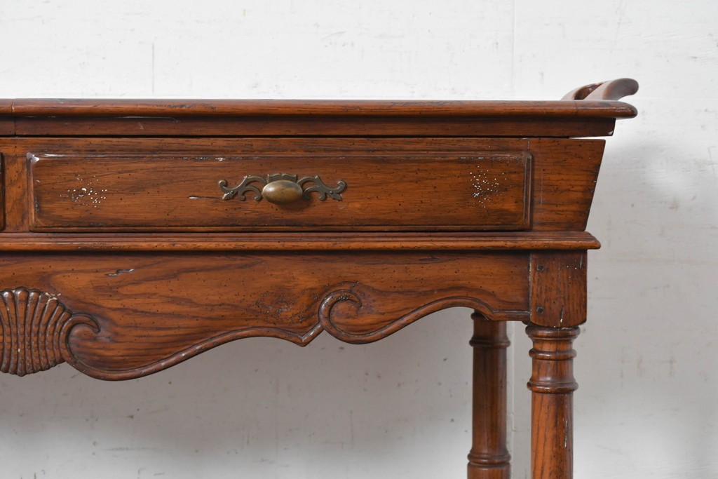 中古　希少モデル　DREXEL HERITAGE(ドレクセルヘリテイジ)　拡張天板と引き出しを備えたクラシカルなサービングカート　(R-089520)
