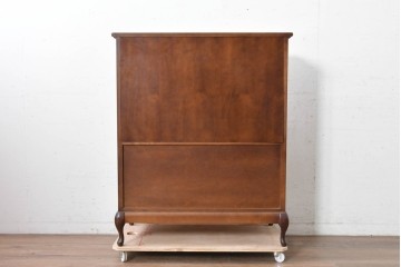 中古　国会議事堂納品の高級家具メーカー　徳田家具　彫刻意匠が上品なライティングビューロー　(R-089524)
