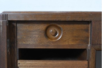 【簡易リペア限定品】　和製ヴィンテージ　昭和中期　レトロなデザインと充実した収納力が魅力の両袖机　(R-089527)