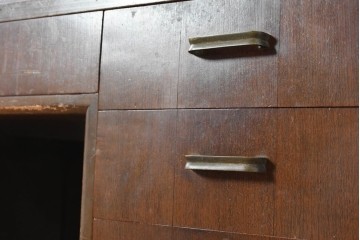 【簡易リペア限定品】　和製ヴィンテージ　昭和中期　レトロなデザインと充実した収納力が魅力の両袖机　(R-089527)