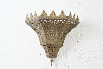 ヴィンテージ　インド　真鍮製　繊細な透かし装飾の照明カバー　(R-089556)
