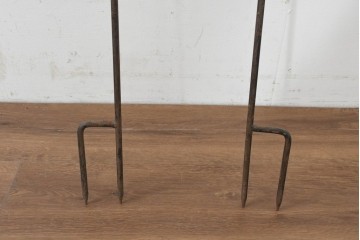 中古　アイアン　鳥と蝶のモチーフが愛らしいプランツサポート2個セット　(R-089558)