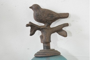 中古　アイアン　鳥と蝶のモチーフが愛らしいプランツサポート2個セット　(R-089558)