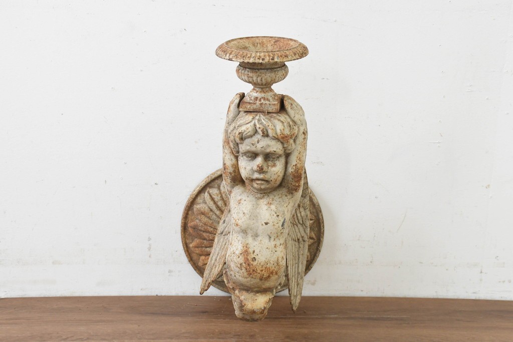 フランスヴィンテージ　1950年から1970年頃　天使モチーフの壁付けキャンドルスタンド　(R-089559)