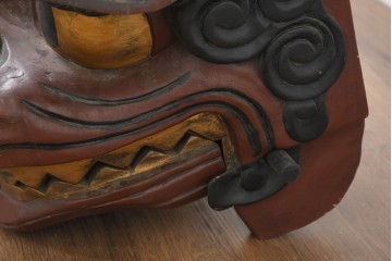 【簡易リペア限定品】　和製ヴィンテージ　昭和後期　特大!!　迫力ある表情と大きな耳が印象的な獅子頭　※ディスプレイ用　(R-089563)