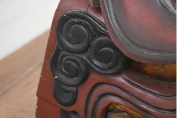 【簡易リペア限定品】　和製ヴィンテージ　昭和後期　特大!!　迫力ある表情と大きな耳が印象的な獅子頭　※ディスプレイ用　(R-089563)
