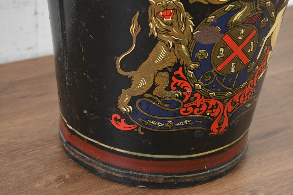 イギリスヴィンテージ　1950年頃　エンブレム装飾の英国コールバケツ　(R-089579)