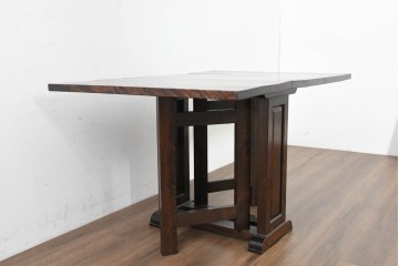 和製ヴィンテージ　希少な廃番品　松本民芸家具　重厚な佇まいの11型バタフライ卓　(R-089591)