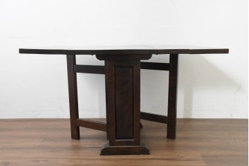 和製ヴィンテージ　希少な廃番品　松本民芸家具　重厚な佇まいの11型バタフライ卓　(R-089591)