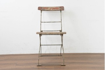 イギリスアンティーク　折り畳み式のガーデンチェア　(R-089593)