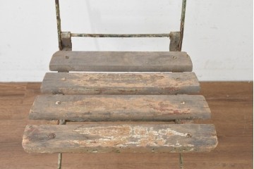 イギリスアンティーク　折り畳み式のガーデンチェア　(R-089593)
