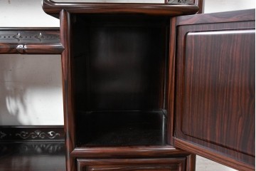 和製ヴィンテージ　縞黒檀　希少な六尺サイズ　はっきりと出た縞模様が美しい飾り棚　(R-089602)