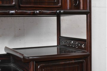 和製ヴィンテージ　縞黒檀　希少な六尺サイズ　はっきりと出た縞模様が美しい飾り棚　(R-089602)