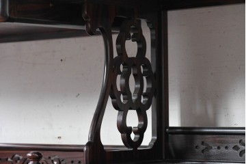 和製ヴィンテージ　縞黒檀　希少な六尺サイズ　はっきりと出た縞模様が美しい飾り棚　(R-089602)