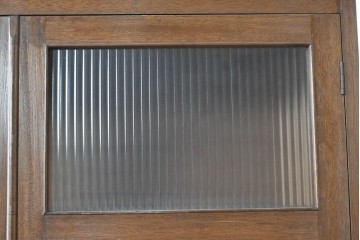 和製ヴィンテージ　モールガラス入り扉のレトロな収納棚　(R-089603)