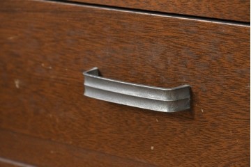 和製ヴィンテージ　モールガラス入り扉のレトロな収納棚　(R-089603)