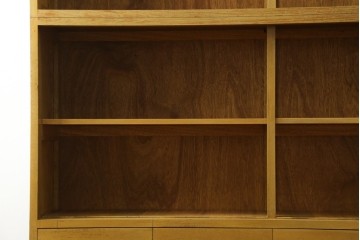 和製ヴィンテージ　昭和レトロ　収納力を備えた重ねガラス戸棚　(R-089606)