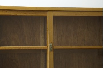 和製ヴィンテージ　昭和レトロ　収納力を備えた重ねガラス戸棚　(R-089606)