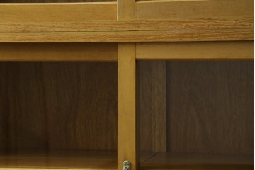 和製ヴィンテージ　昭和レトロ　収納力を備えた重ねガラス戸棚　(R-089606)