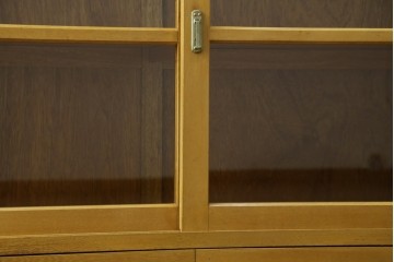 和製ヴィンテージ　昭和レトロ　収納力を備えた重ねガラス戸棚　(R-089606)