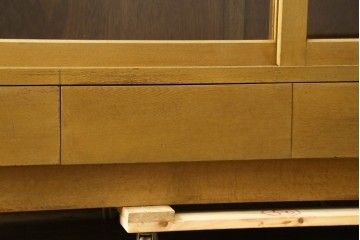 和製ヴィンテージ　昭和レトロ　収納力を備えた重ねガラス戸棚　(R-089606)