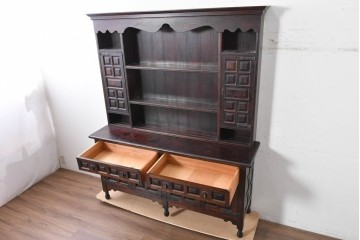 中古　松本民芸家具　クラシカルで高級感漂うSP型皿棚　定価約150万円　(R-089609)