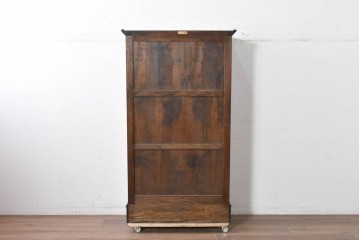 中古　美品　松本民芸家具　格子ガラス扉が品格を添えるC型書棚　定価約75万円　(R-089611)