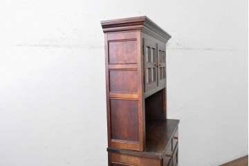 中古　美品　希少な絶版品　松本民芸家具　重厚なE型食器棚　(R-089612)