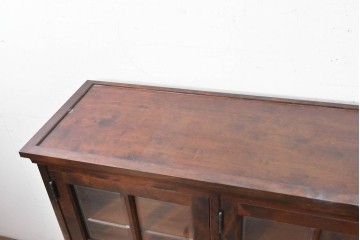 《台輪取り付け加工費込み》　中古　希少な廃番品　北海道民芸家具　格子ガラス扉のサイドボード　(R-089613)