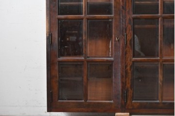 《台輪取り付け加工費込み》　中古　希少な廃番品　北海道民芸家具　格子ガラス扉のサイドボード　(R-089613)