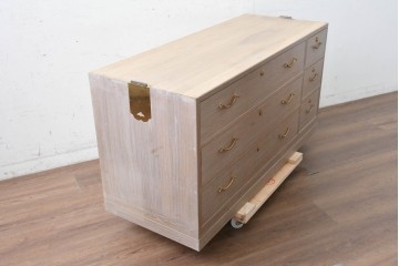 《天板取り付け加工費込み》　中古　国産職人手作り　並厚　大小6杯の引き出しを備えた総桐箪笥　(R-089628)
