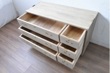 《天板取り付け加工費込み》　中古　国産職人手作り　並厚　大小6杯の引き出しを備えた総桐箪笥　(R-089628)