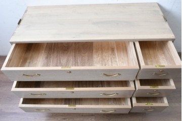 《天板取り付け加工費込み》　中古　国産職人手作り　並厚　大小6杯の引き出しを備えた総桐箪笥　(R-089628)