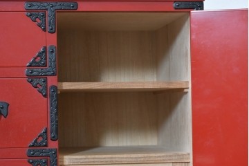 中古　岩谷堂箪笥　943清衡2号　鮮やかな朱塗りの整理タンス　定価約120万円　(R-089629)