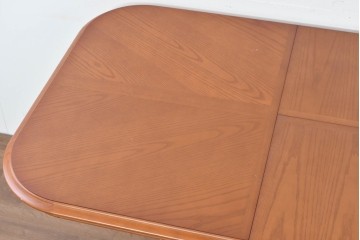 中古　maruni(マルニ木工)　地中海シリーズ　丸みのあるフォルムが上品な伸長式ダイニングテーブル　定価約30万円　(R-089631)