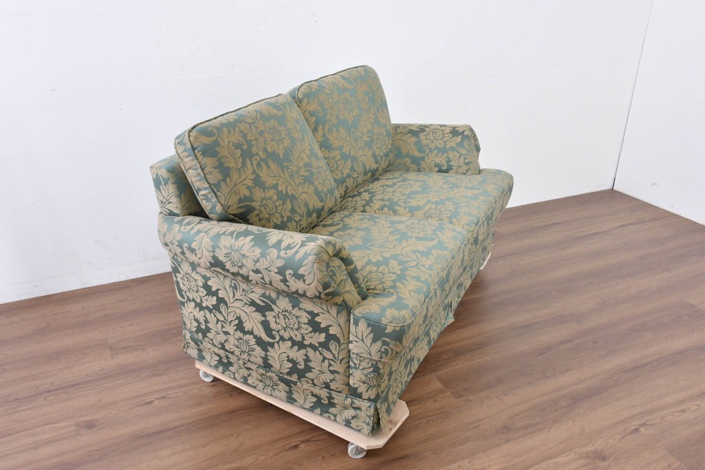 中古　美品　maruni(マルニ木工)　モナコハイ　優雅な花柄ファブリックが上品な2人掛けソファ　定価約26万円　(R-089633)