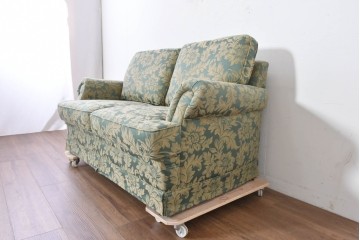 中古　美品　maruni(マルニ木工)　モナコハイ　優雅な花柄ファブリックが上品な2人掛けソファ　定価約26万円　(R-089633)