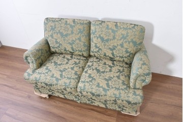 中古　美品　maruni(マルニ木工)　モナコハイ　優雅な花柄ファブリックが上品な2人掛けソファ　定価約26万円　(R-089633)