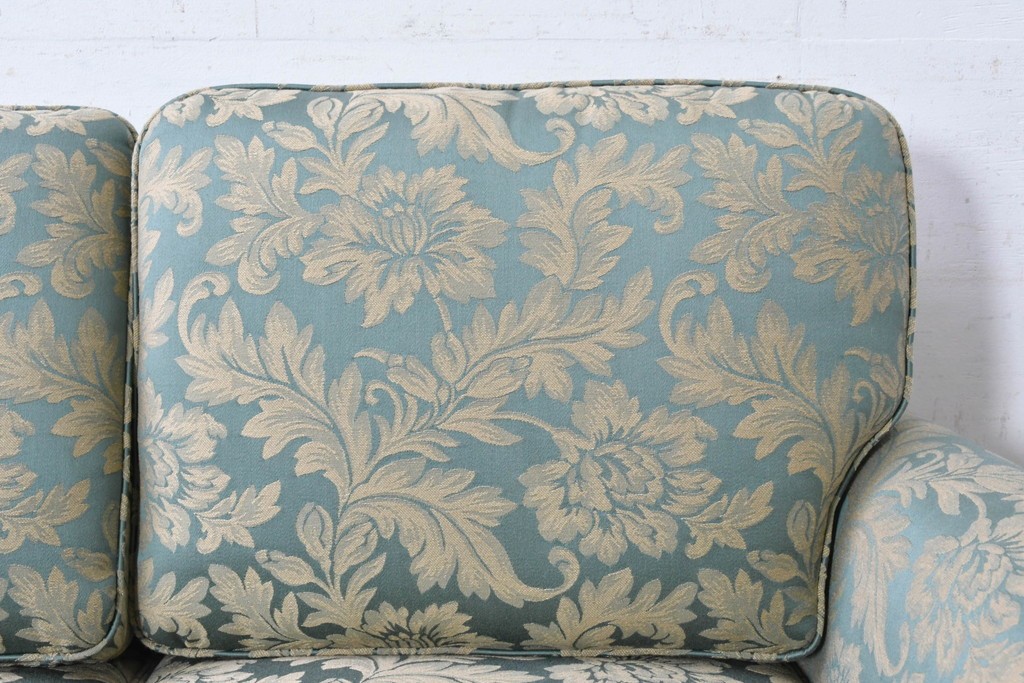 中古　美品　maruni(マルニ木工)　モナコハイ　優雅な花柄ファブリックが上品な2人掛けソファ　定価約26万円　(R-089633)