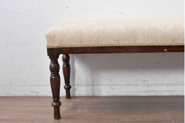 イギリスアンティーク　ターニングレッグが上品なロングスツール　(R-089635)