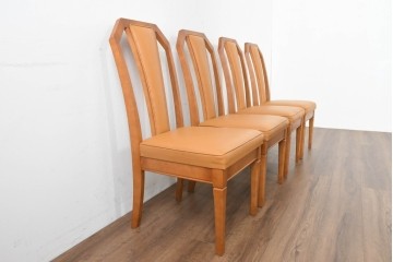 中古　美品　maruni(マルニ木工)　地中海シリーズ　フェイクレザー　すっきりとした直線的なフレームのニースチェア4脚セット　定価(4脚合計)約30万円　(R-089639)