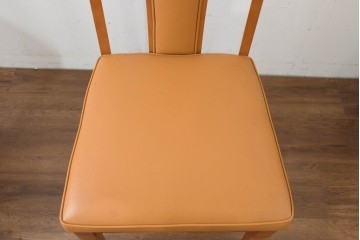 中古　美品　maruni(マルニ木工)　地中海シリーズ　フェイクレザー　すっきりとした直線的なフレームのニースチェア4脚セット　定価(4脚合計)約30万円　(R-089639)