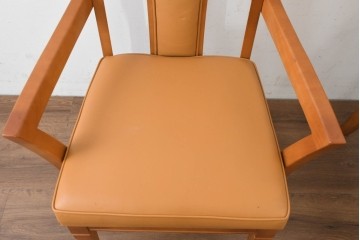 中古　美品　maruni(マルニ木工)　地中海シリーズ　ニースチェア　フェイクレザーのダイニングチェア2脚セット　定価(2脚合計)約18万円　(R-089640)