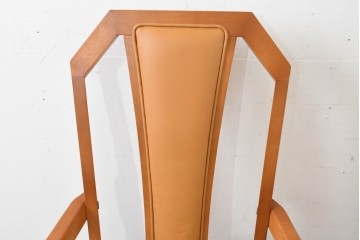 中古　美品　maruni(マルニ木工)　地中海シリーズ　ニースチェア　フェイクレザーのダイニングチェア2脚セット　定価(2脚合計)約18万円　(R-089640)