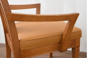 中古　美品　maruni(マルニ木工)　地中海シリーズ　ニースチェア　フェイクレザーのダイニングチェア2脚セット　定価(2脚合計)約18万円　(R-089640)